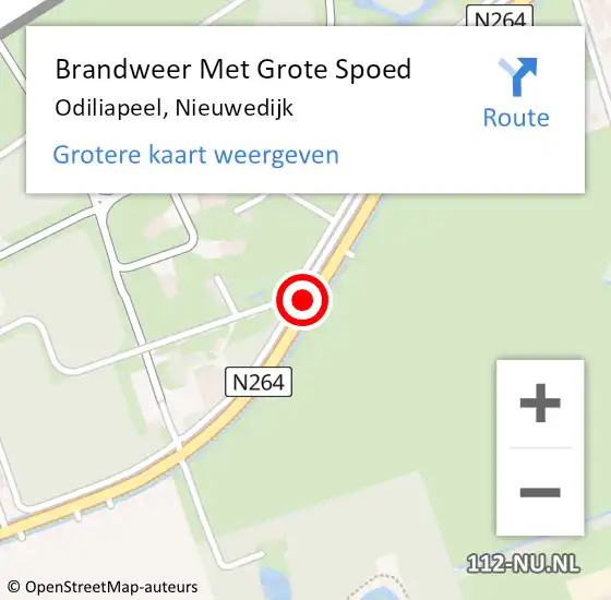 Locatie op kaart van de 112 melding: Brandweer Met Grote Spoed Naar Odiliapeel, Nieuwedijk op 12 juni 2018 10:24