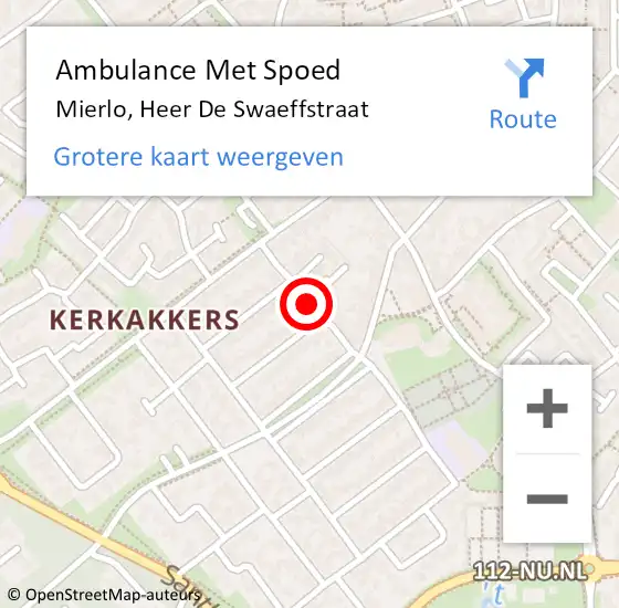 Locatie op kaart van de 112 melding: Ambulance Met Spoed Naar Mierlo, Heer De Swaeffstraat op 12 juni 2018 11:22