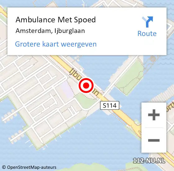 Locatie op kaart van de 112 melding: Ambulance Met Spoed Naar Amsterdam, Ijburglaan op 12 juni 2018 11:27