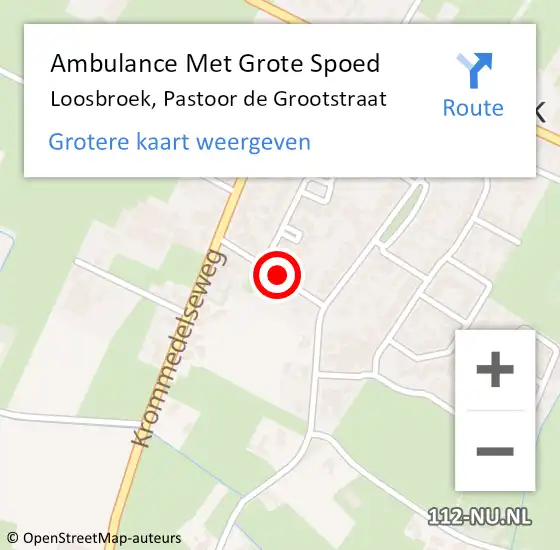 Locatie op kaart van de 112 melding: Ambulance Met Grote Spoed Naar Loosbroek, Pastoor de Grootstraat op 12 juni 2018 11:38