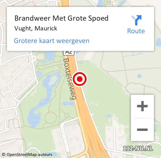 Locatie op kaart van de 112 melding: Brandweer Met Grote Spoed Naar Vught, Maurick op 12 juni 2018 11:39