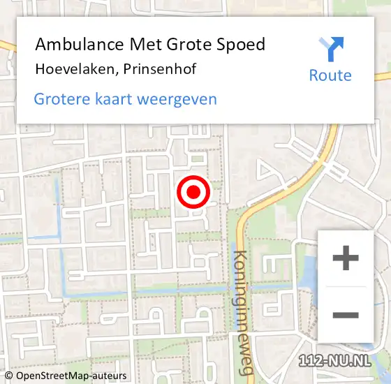 Locatie op kaart van de 112 melding: Ambulance Met Grote Spoed Naar Hoevelaken, Prinsenhof op 12 juni 2018 12:19