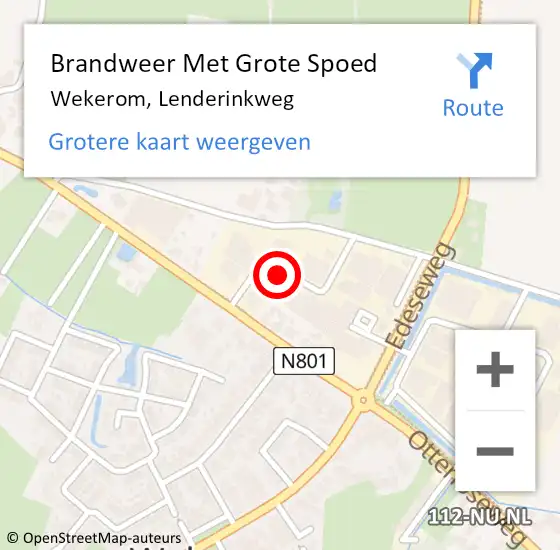 Locatie op kaart van de 112 melding: Brandweer Met Grote Spoed Naar Wekerom, Lenderinkweg op 12 juni 2018 12:56