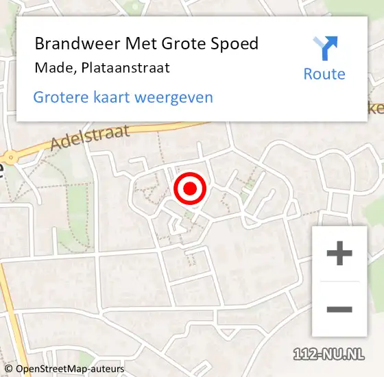 Locatie op kaart van de 112 melding: Brandweer Met Grote Spoed Naar Made, Plataanstraat op 12 juni 2018 13:43