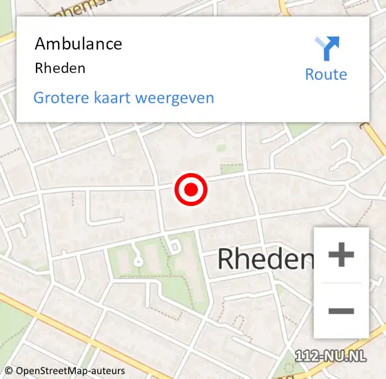 Locatie op kaart van de 112 melding: Ambulance Rheden op 12 juni 2018 14:04