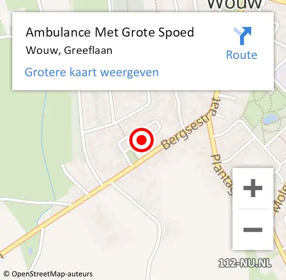 Locatie op kaart van de 112 melding: Ambulance Met Grote Spoed Naar Wouw, Greeflaan op 12 juni 2018 14:33