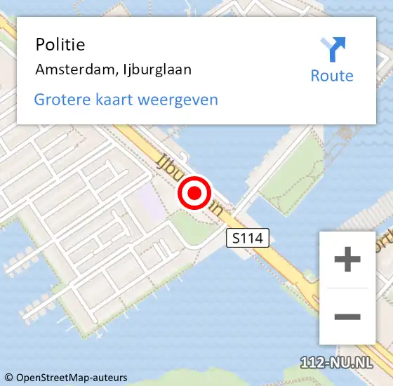 Locatie op kaart van de 112 melding: Politie Amsterdam, IJburglaan op 12 juni 2018 15:08