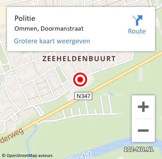 Locatie op kaart van de 112 melding: Politie Ommen, Doormanstraat op 27 februari 2014 14:13