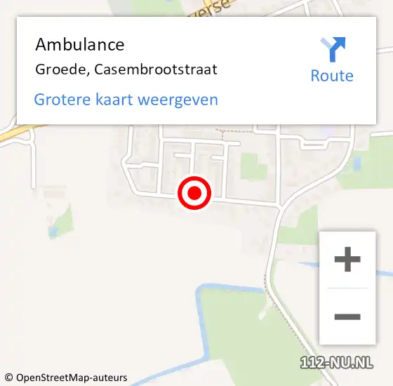 Locatie op kaart van de 112 melding: Ambulance Groede, Casembrootstraat op 12 juni 2018 16:28