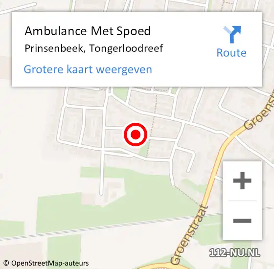 Locatie op kaart van de 112 melding: Ambulance Met Spoed Naar Prinsenbeek, Tongerloodreef op 12 juni 2018 16:38