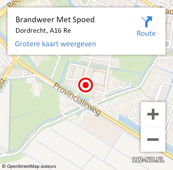 Locatie op kaart van de 112 melding: Brandweer Met Spoed Naar Dordrecht, A16 Re hectometerpaal: 35,7 op 12 juni 2018 17:12