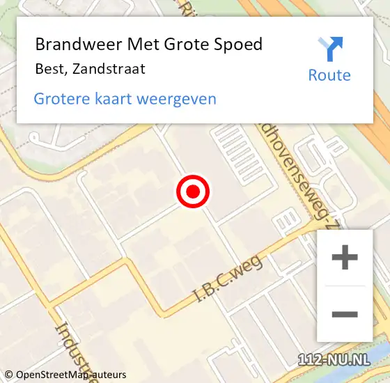 Locatie op kaart van de 112 melding: Brandweer Met Grote Spoed Naar Best, Zandstraat op 12 juni 2018 17:49