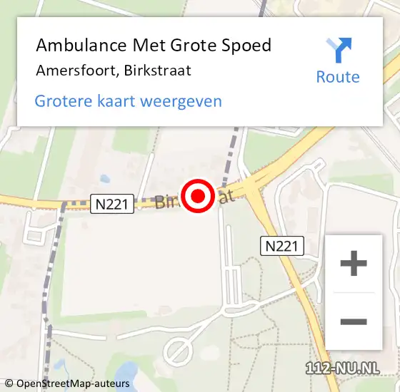 Locatie op kaart van de 112 melding: Ambulance Met Grote Spoed Naar Amersfoort, Birkstraat op 12 juni 2018 18:20