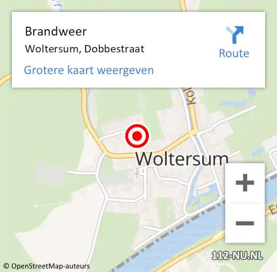 Locatie op kaart van de 112 melding: Brandweer Woltersum, Dobbestraat op 12 juni 2018 19:04