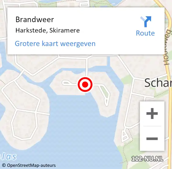 Locatie op kaart van de 112 melding: Brandweer Harkstede, Skiramere op 12 juni 2018 19:29