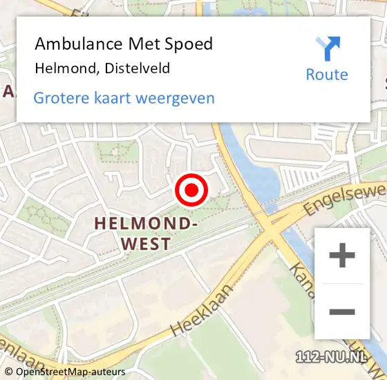 Locatie op kaart van de 112 melding: Ambulance Met Spoed Naar Helmond, Distelveld op 12 juni 2018 19:29