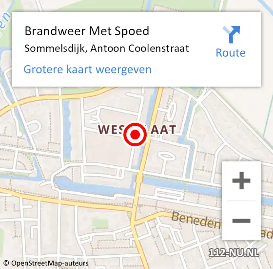 Locatie op kaart van de 112 melding: Brandweer Met Spoed Naar Sommelsdijk, Antoon Coolenstraat op 12 juni 2018 19:32