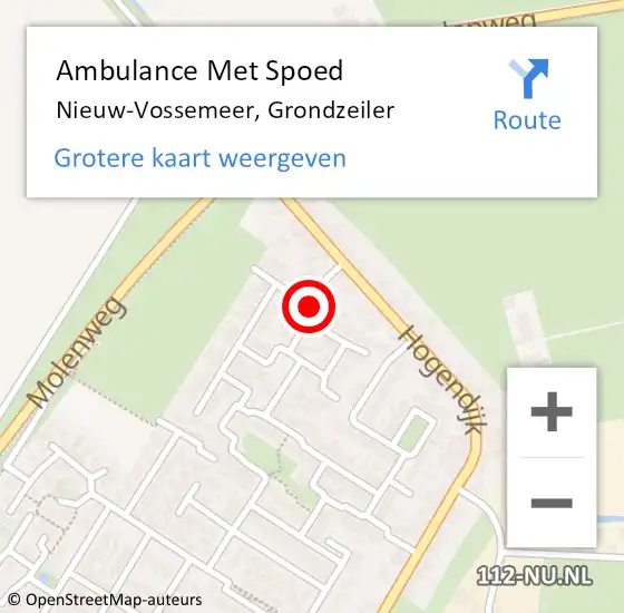 Locatie op kaart van de 112 melding: Ambulance Met Spoed Naar Nieuw-Vossemeer, Grondzeiler op 12 juni 2018 19:34