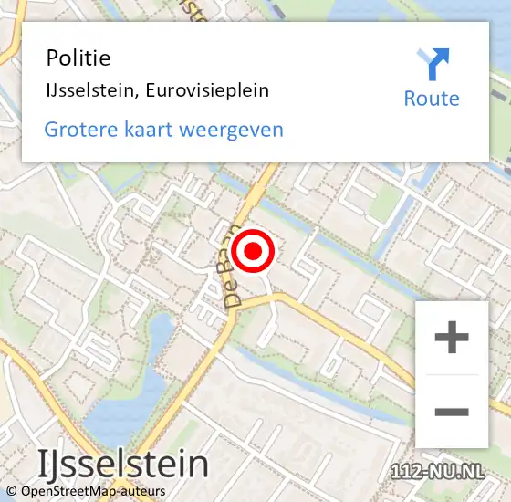 Locatie op kaart van de 112 melding: Politie IJsselstein, Eurovisieplein op 12 juni 2018 19:44