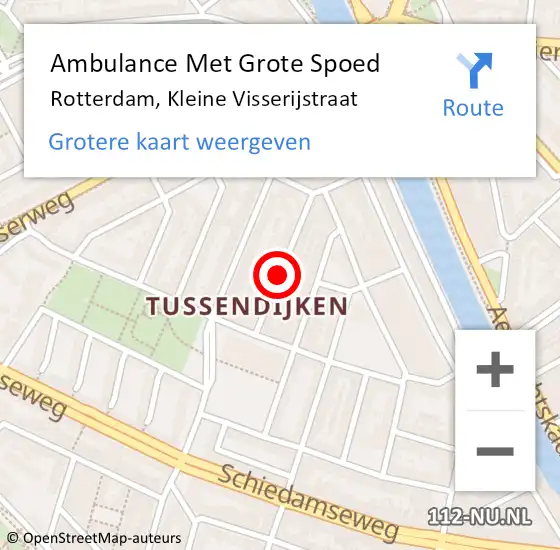 Locatie op kaart van de 112 melding: Ambulance Met Grote Spoed Naar Rotterdam, Kleine Visserijstraat op 12 juni 2018 20:11