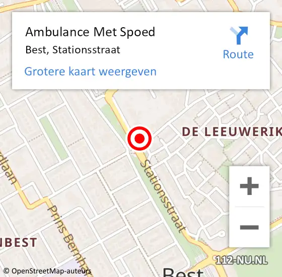 Locatie op kaart van de 112 melding: Ambulance Met Spoed Naar Best, Stationsstraat op 12 juni 2018 20:58