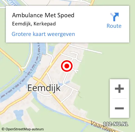 Locatie op kaart van de 112 melding: Ambulance Met Spoed Naar Eemdijk, Kerkepad op 12 juni 2018 21:24