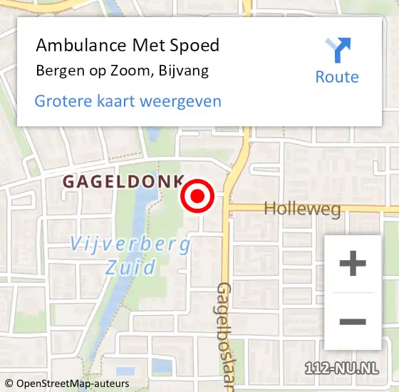 Locatie op kaart van de 112 melding: Ambulance Met Spoed Naar Bergen op Zoom, Bijvang op 12 juni 2018 22:51