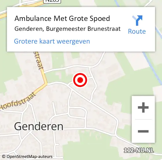 Locatie op kaart van de 112 melding: Ambulance Met Grote Spoed Naar Genderen, Burgemeester Brunestraat op 12 juni 2018 23:25