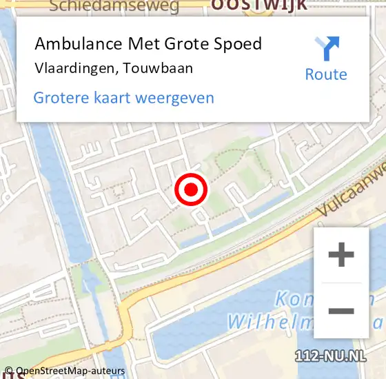 Locatie op kaart van de 112 melding: Ambulance Met Grote Spoed Naar Vlaardingen, Touwbaan op 13 juni 2018 01:15
