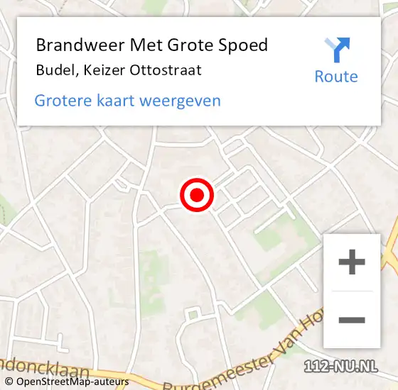 Locatie op kaart van de 112 melding: Brandweer Met Grote Spoed Naar Budel, Keizer Ottostraat op 13 juni 2018 01:18