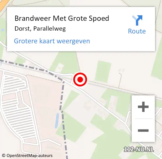 Locatie op kaart van de 112 melding: Brandweer Met Grote Spoed Naar Dorst, Parallelweg op 13 juni 2018 01:19