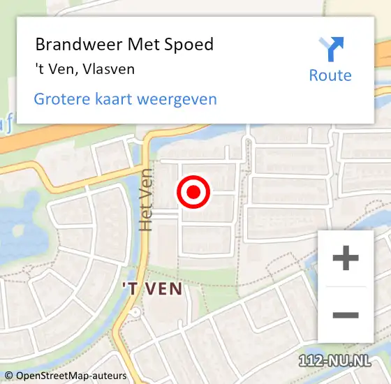 Locatie op kaart van de 112 melding: Brandweer Met Spoed Naar 't Ven, Vlasven op 13 juni 2018 02:10