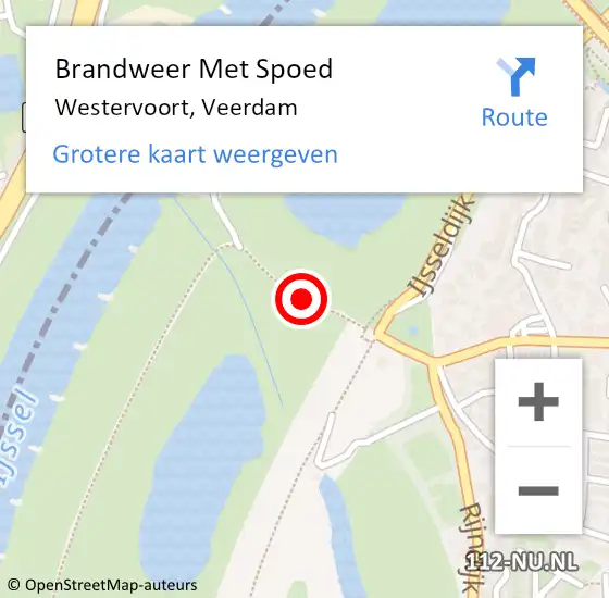 Locatie op kaart van de 112 melding: Brandweer Met Spoed Naar Westervoort, Veerdam op 13 juni 2018 03:03