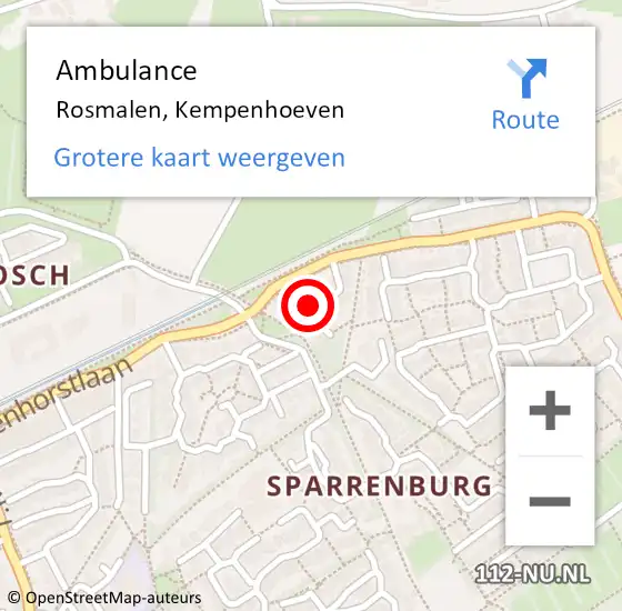 Locatie op kaart van de 112 melding: Ambulance Rosmalen, Kempenhoeven op 13 juni 2018 08:05