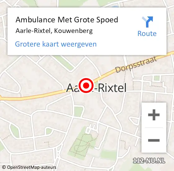 Locatie op kaart van de 112 melding: Ambulance Met Grote Spoed Naar Aarle-Rixtel, Kouwenberg op 13 juni 2018 08:05