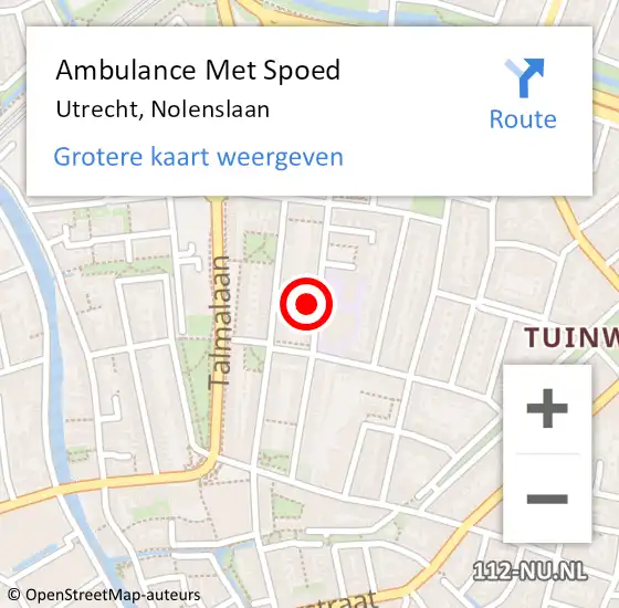 Locatie op kaart van de 112 melding: Ambulance Met Spoed Naar Utrecht, Nolenslaan op 13 juni 2018 08:31