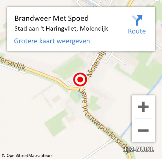 Locatie op kaart van de 112 melding: Brandweer Met Spoed Naar Stad aan 't Haringvliet, Molendijk op 13 juni 2018 09:03