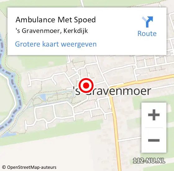 Locatie op kaart van de 112 melding: Ambulance Met Spoed Naar 's Gravenmoer, Kerkdijk op 13 juni 2018 09:05