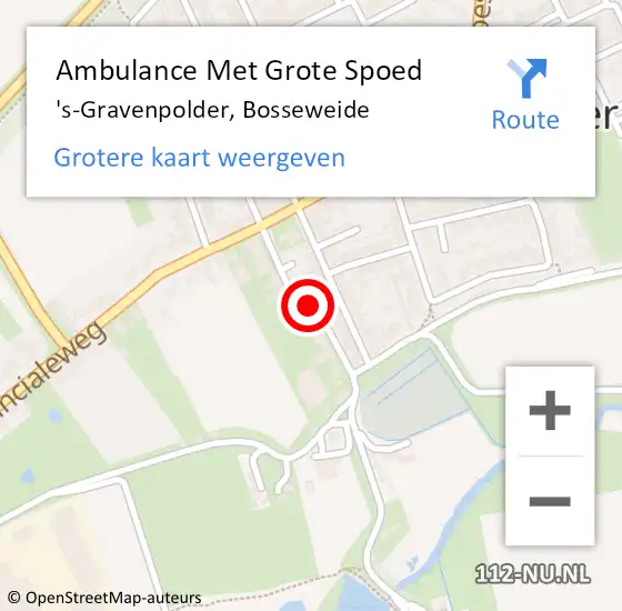 Locatie op kaart van de 112 melding: Ambulance Met Grote Spoed Naar 's-Gravenpolder, Bosseweide op 13 juni 2018 10:32
