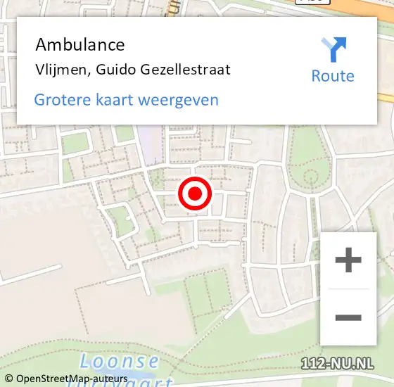 Locatie op kaart van de 112 melding: Ambulance Vlijmen, Guido Gezellestraat op 13 juni 2018 10:49