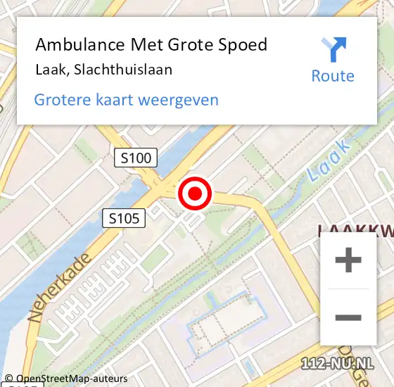 Locatie op kaart van de 112 melding: Ambulance Met Grote Spoed Naar Laak, Slachthuislaan op 13 juni 2018 10:58