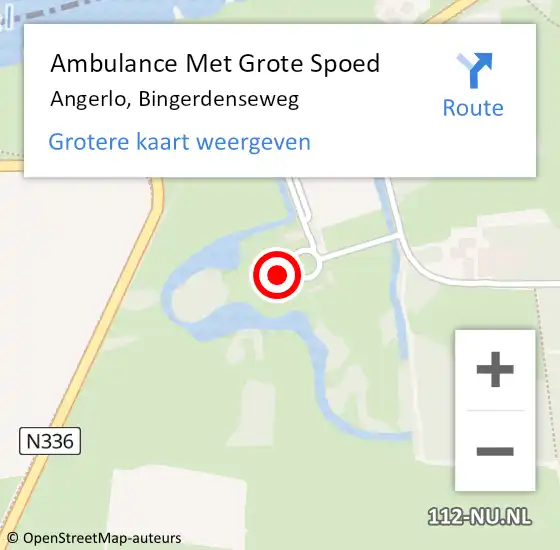 Locatie op kaart van de 112 melding: Ambulance Met Grote Spoed Naar Angerlo, Bingerdenseweg op 23 september 2013 19:48