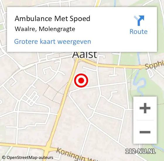 Locatie op kaart van de 112 melding: Ambulance Met Spoed Naar Waalre, Molengragte op 13 juni 2018 11:38
