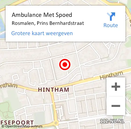 Locatie op kaart van de 112 melding: Ambulance Met Spoed Naar Rosmalen, Prins Bernhardstraat op 13 juni 2018 12:13