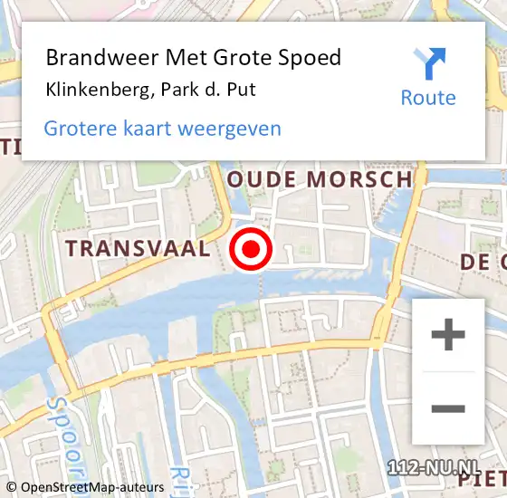 Locatie op kaart van de 112 melding: Brandweer Met Grote Spoed Naar Klinkenberg, Park d. Put op 13 juni 2018 12:39