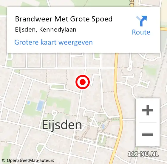 Locatie op kaart van de 112 melding: Brandweer Met Grote Spoed Naar Eijsden, Kennedylaan op 13 juni 2018 12:56