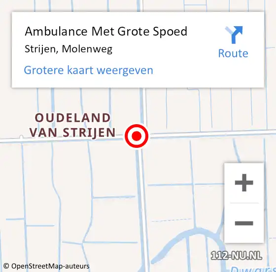 Locatie op kaart van de 112 melding: Ambulance Met Grote Spoed Naar Strijen, Molenweg op 13 juni 2018 13:04