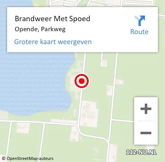 Locatie op kaart van de 112 melding: Brandweer Met Spoed Naar Opende, Parkweg op 13 juni 2018 13:46