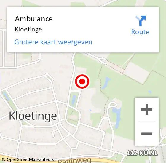 Locatie op kaart van de 112 melding: Ambulance Kloetinge op 13 juni 2018 13:49