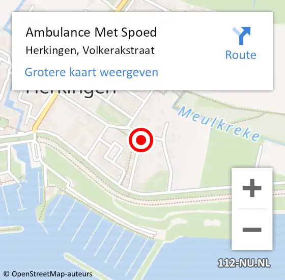 Locatie op kaart van de 112 melding: Ambulance Met Spoed Naar Herkingen, Volkerakstraat op 13 juni 2018 14:04
